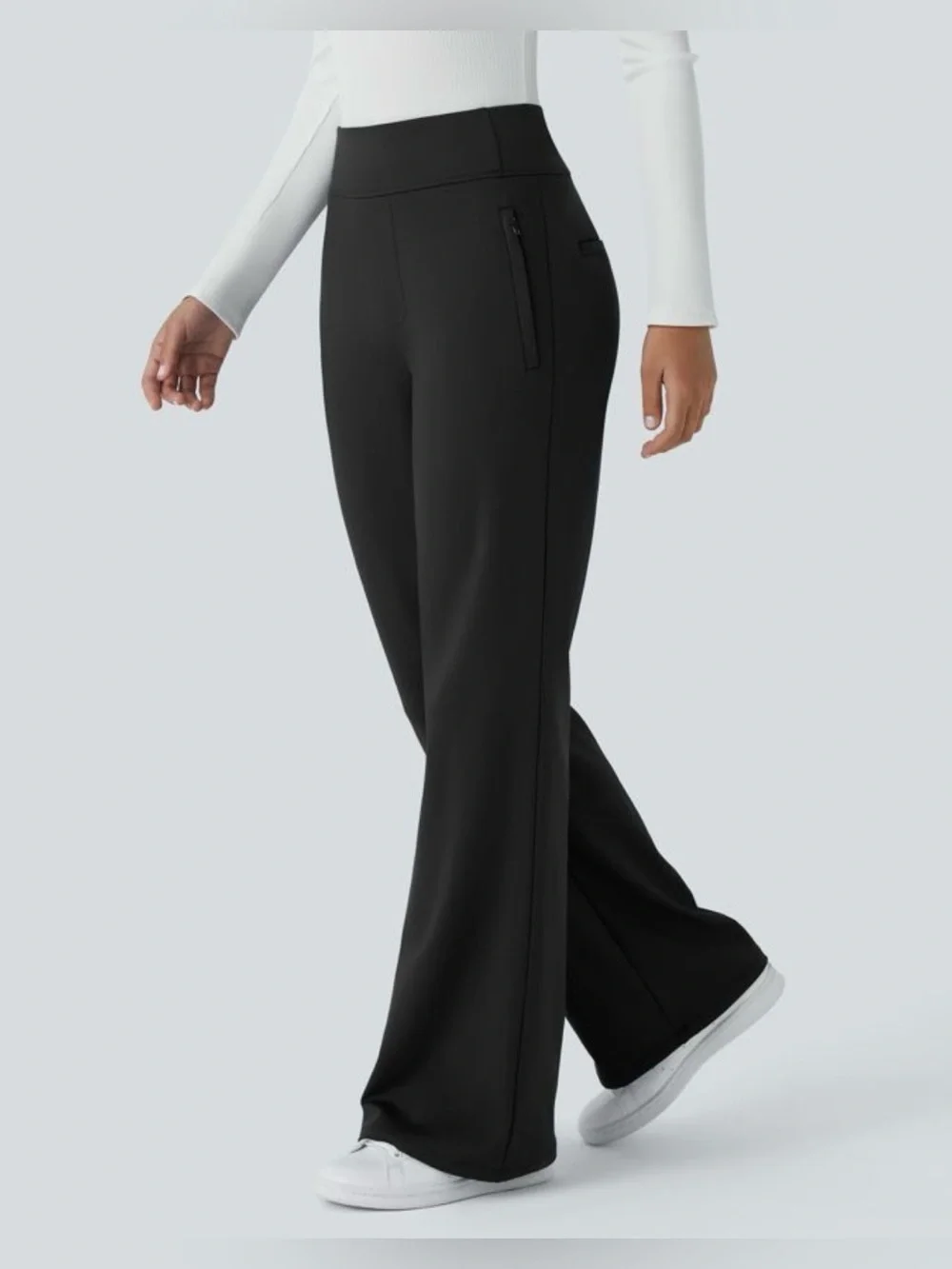 HALARA Flex™ DayStretch Mid Rise Side Zipper Pocket Work Flare Pants - Picture 3 of 14